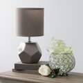 All The Rages Simple Designs Round Prism Mini Table Lamp with Matching Fabric Shade LT2065-GRY